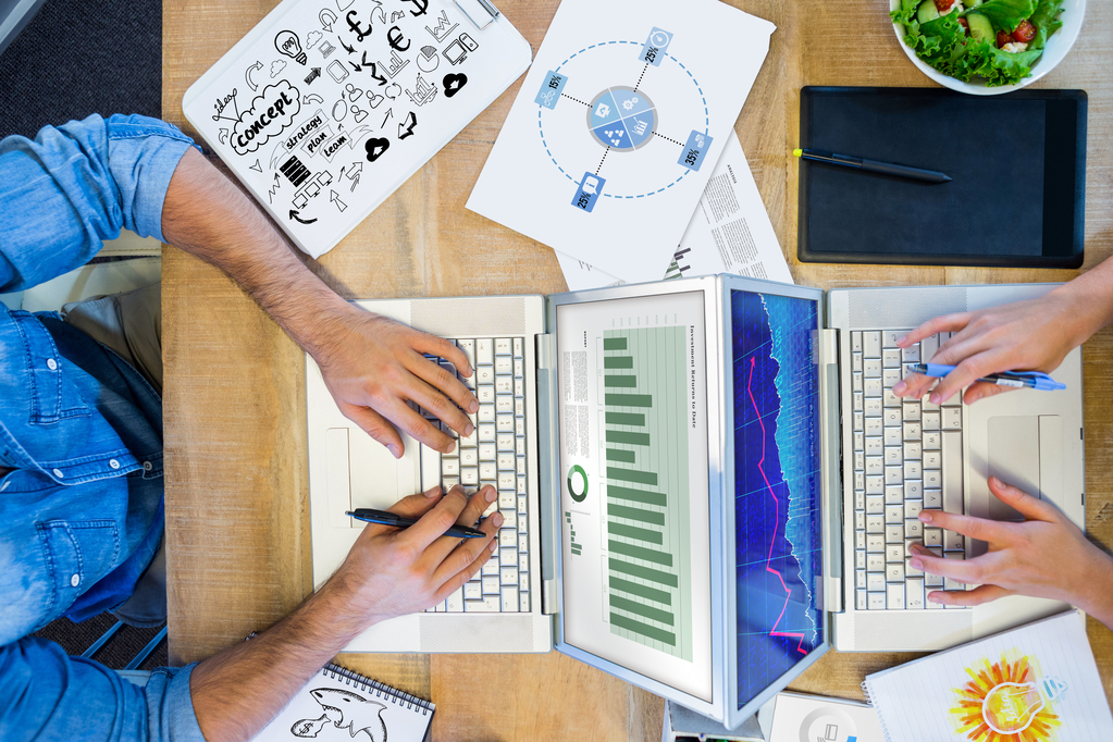 Brainstorm graphic against stocks and shares