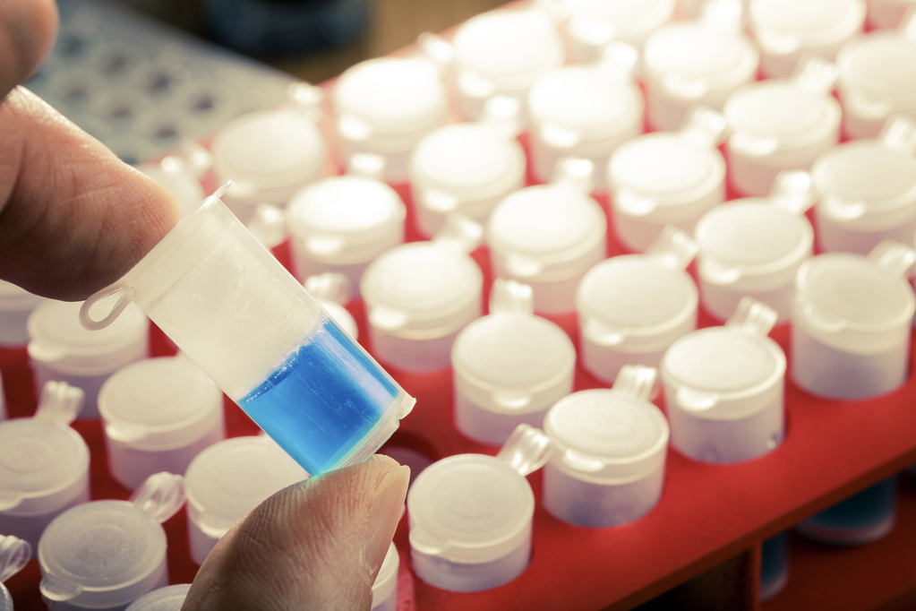 Blue water in a test tube