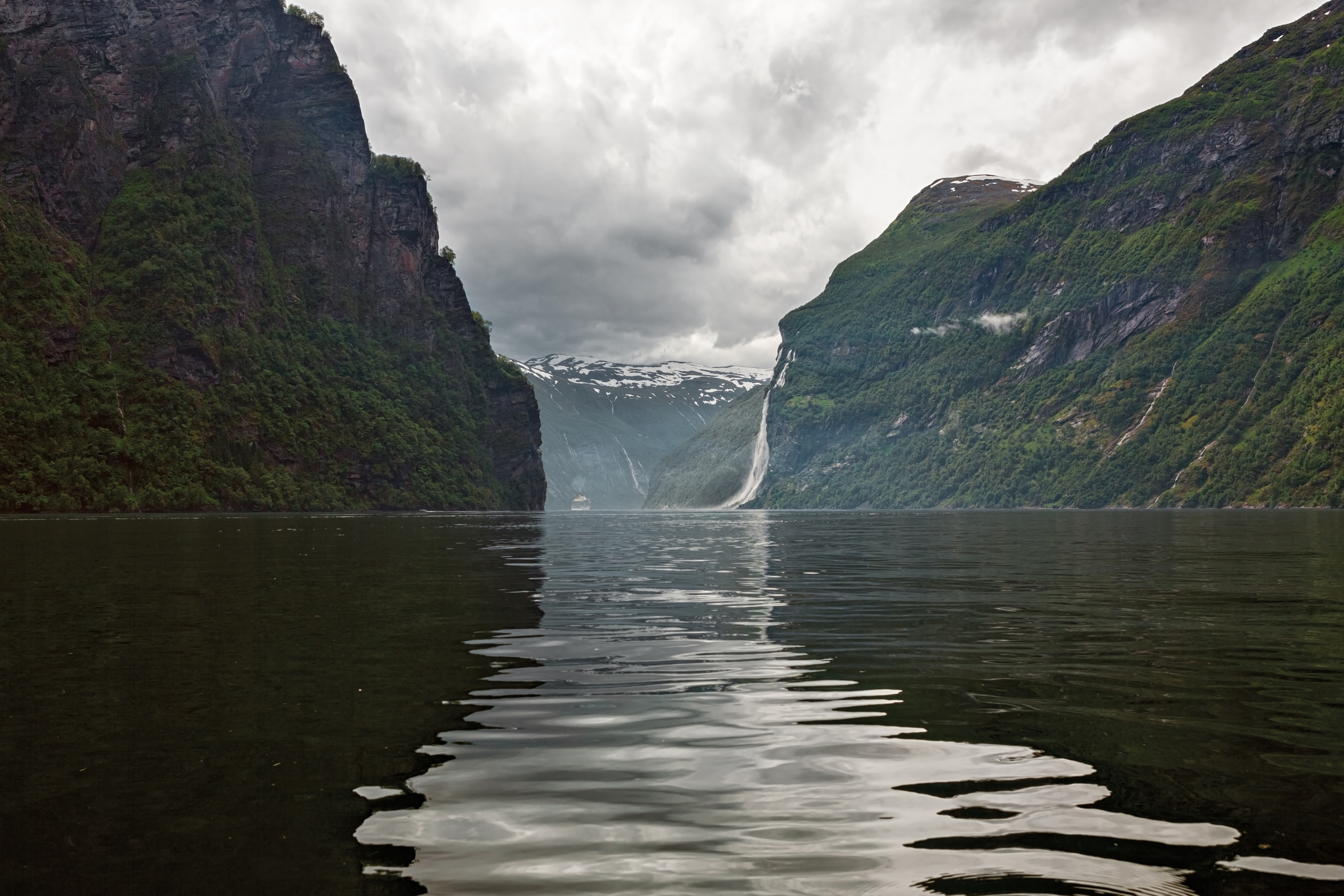 Geiranger at the end of the Sunnylvsfjorden, Norway